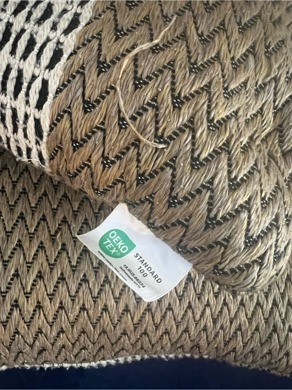 Neutral Beige and White Woven Lumbar Pillow - Unbranded